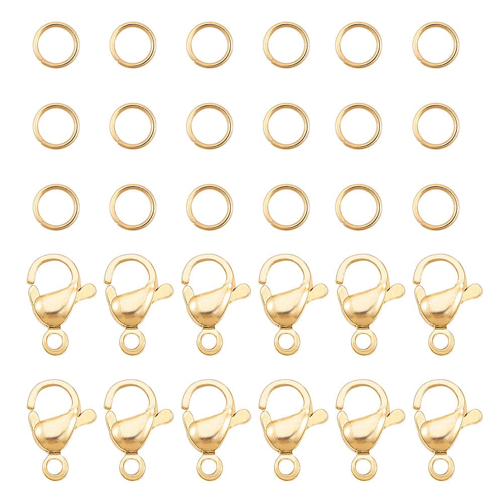 Karabin Lås Og Øsken, 18K Forgyldt Stål. - Uniq Perler - 113906