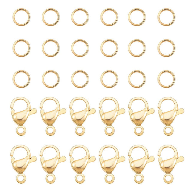 Karabin Lås Og Øsken, 18K Forgyldt Stål. - Uniq Perler - 113906