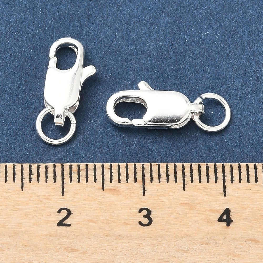 Karabinlås Med Øsken – Langtidsholdbar 925 Sterling Sølv Belagt Messing (12x6mm) - Uniq Perler - 119625