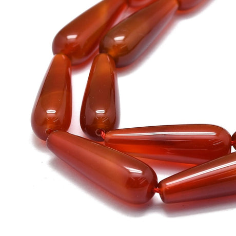 Karneol Dråber - Rød (30x10mm), 1 Stk - Uniq Perler - 113214