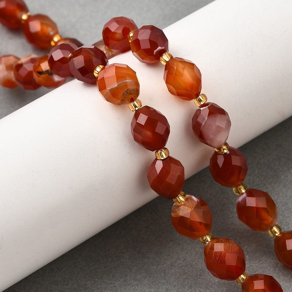 Karneol - Orange, Facetteret, Rice (8x10mm) - Uniq Perler - 795992