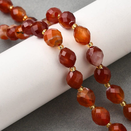 Karneol - Orange, Facetteret, Rice (8x10mm) - Uniq Perler - 795992