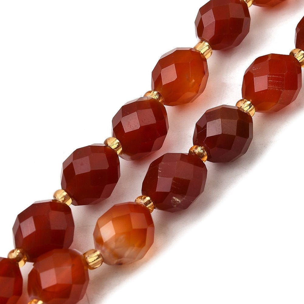 Karneol - Orange, Facetteret, Rice (8x10mm) - Uniq Perler - 795992