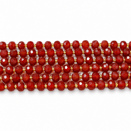Karneol Perler – Facetteret Rondel, Grade A (8x6-6,5mm) - Uniq Perler - 125560