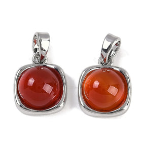 Carnelian pendant, Platinum Bail, 12x10.5mm - Uniq Perler - 989296