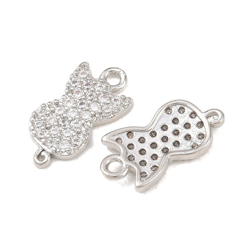 Kat vedhæng Med Kubisk Zirkonia – Langtidsholdbar Platinbelagt Messing (15x8x2mm) - Uniq Perler - 119074