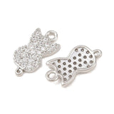 Kat vedhæng Med Kubisk Zirkonia – Langtidsholdbar Platinbelagt Messing (15x8x2mm) - Uniq Perler - 119074
