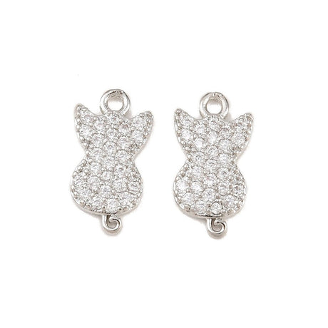Kat vedhæng Med Kubisk Zirkonia – Langtidsholdbar Platinbelagt Messing (15x8x2mm) - Uniq Perler - 119074