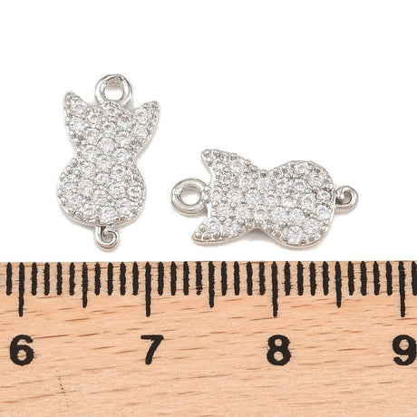 Kat vedhæng Med Kubisk Zirkonia – Langtidsholdbar Platinbelagt Messing (15x8x2mm) - Uniq Perler - 119074