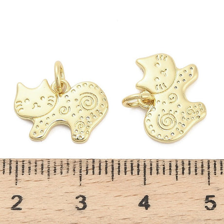 Katincl. øsken, Langtidsholdbar Forgyldning (11.5x15x1.5mm) - Uniq Perler - 