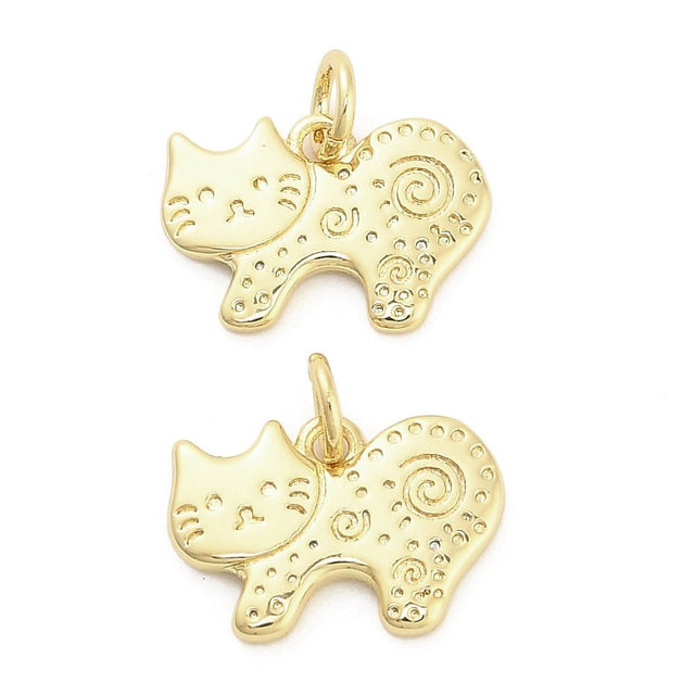 Katincl. øsken, Langtidsholdbar Forgyldning (11.5x15x1.5mm) - Uniq Perler - 