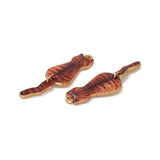 Katte Vedhæng - Forgyldt, Emalje (10x34x2mm) 2 stk - Uniq Perler - 116094