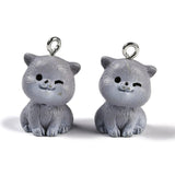 Katte vedhæng, grå resin str. 21x13x14 mm, 2 stk. - Uniq Perler - 239846