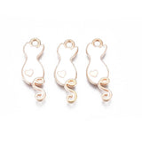 Katte Vedhæng Med Hvid Emalje, 10 Stk. - Uniq Perler - 0000014803