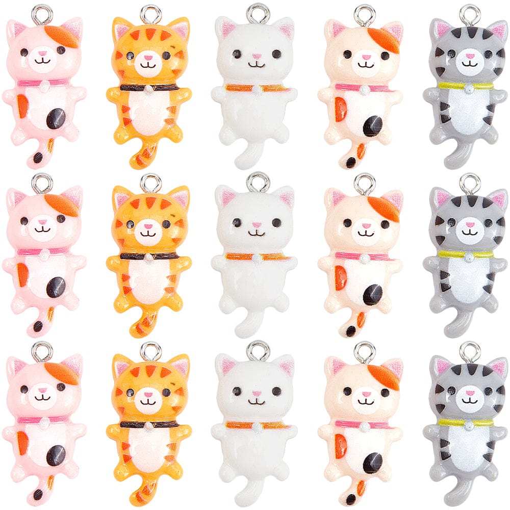 Katte Vedhæng Med Svingende Haler, 29x15, 20 stk. - Uniq Perler - 505729