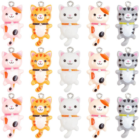 Katte Vedhæng Med Svingende Haler, 29x15, 20 stk. - Uniq Perler - 505729