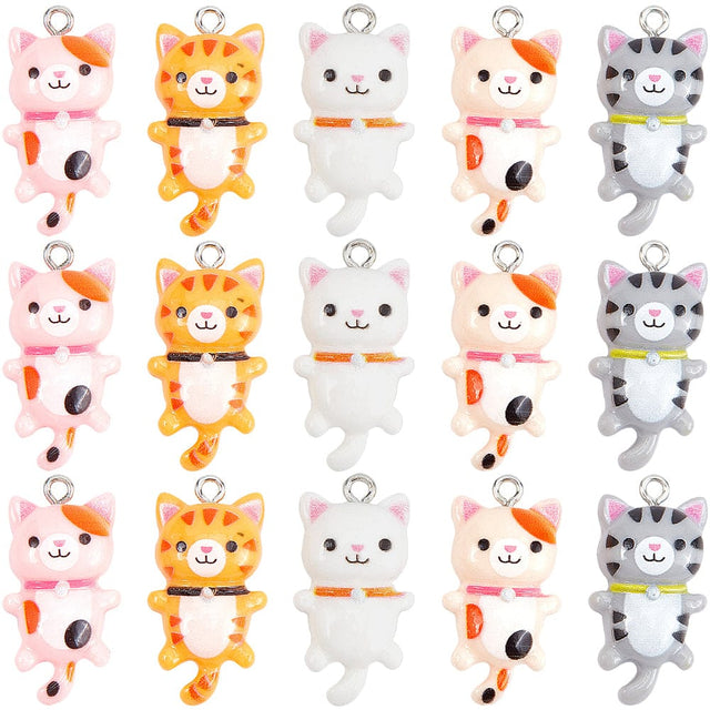 Katte Vedhæng Med Svingende Haler, 29x15, 20 stk. - Uniq Perler - 505729