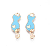 Katte Vedhæng Med turkis Emalje, 24x8,5x2mm, 10 Stk. - Uniq Perler - 642139