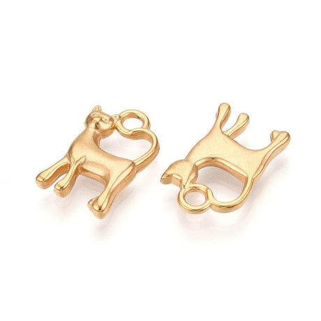 Katte Vedhæng – Vandfast, 18K Forgyldt Stål (17x11mm) - Uniq Perler - 114998