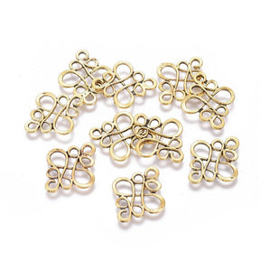 Chinesischer Knotenverbinder im tibetischen Stil – Antik Gold (22mm) 10 Stück - Uniq Perler - 117018