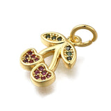 Kirsebær Vedhæng Med Zirkonia Sten, Langtidsholdbar Forgyldt, 13x10mm - Uniq Perler - 239439