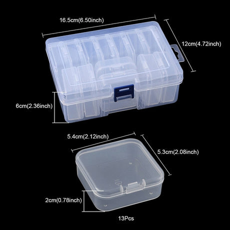 Klar Opbevaringskasse Med 12 Løse Bokse (16,5x12x6cm) - Uniq Perler - 113398