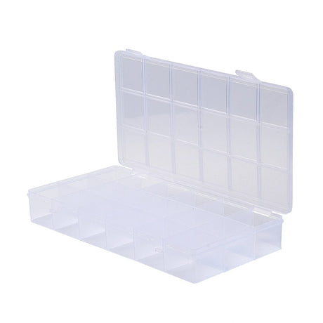 Klar Opbevaringskasse Med Inddeling - 18 Rum (21x11x3cm) - Uniq Perler - 112429