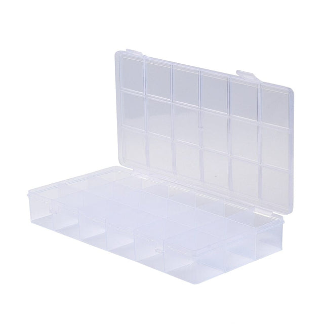 Klar Opbevaringskasse Med Inddeling - 18 Rum (21x11x3cm) - Uniq Perler - 112429