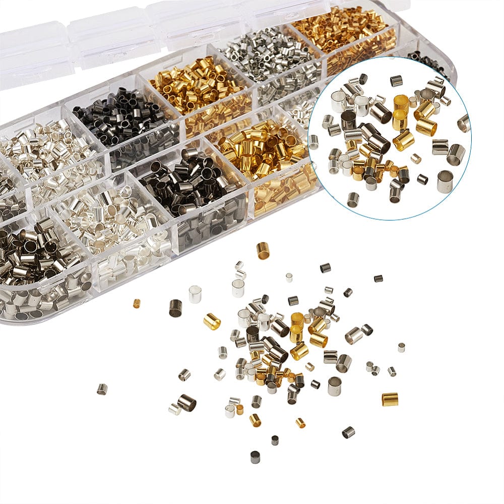 Klemmeperler - Assorteret Farver (1,5 - 3x1,5 - 3mm) 6600 Stk - Uniq Perler - 115285