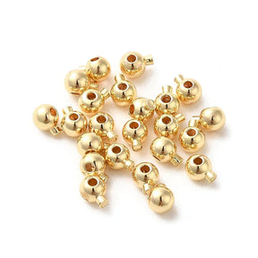 Crimp beads – Long-lasting 18K Gold-plated Brass, Round (4.5x3.5x3mm) 10 pcs.