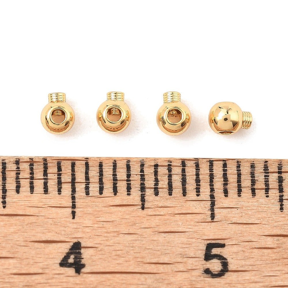 Klemmeperler – Runde, 18K Langtidsholdbar Forgyldt Messing (3x2,5x2mm) 6 stk. - Uniq Perler - 122958
