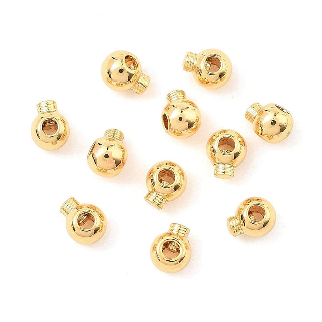 Klemmeperler – Runde, 18K Langtidsholdbar Forgyldt Messing (3x2,5x2mm) 6 stk. - Uniq Perler - 122958
