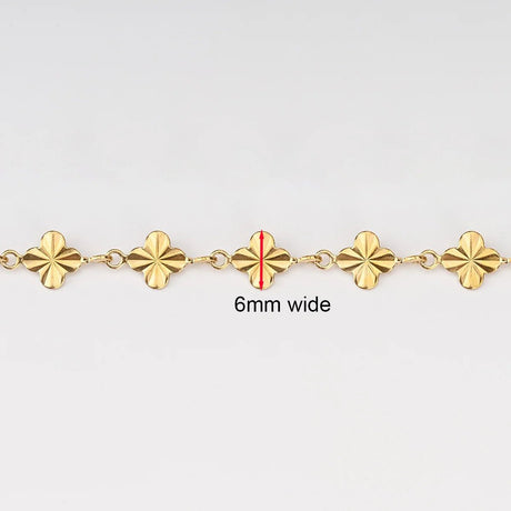 "Kløver Link" Kæde, Vandfast forgyldt Stål, (6mm, 1m) - Uniq Perler - 125294
