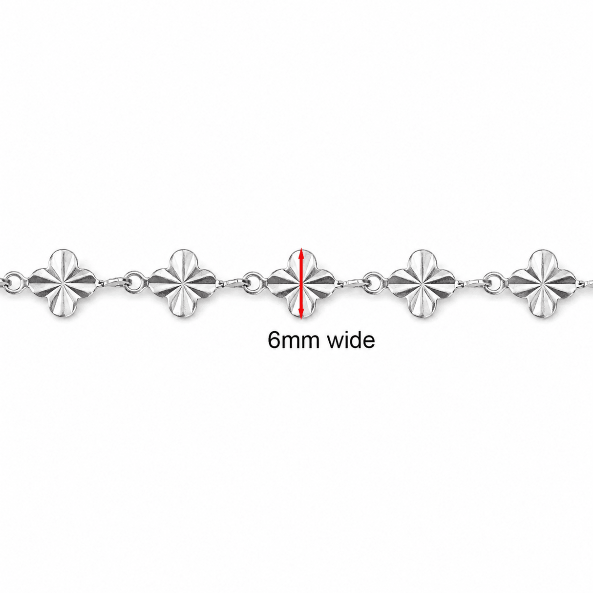 "Kløver Link" Kæde, Vandfast Stål, (6mm, 1m) - Uniq Perler - 125295