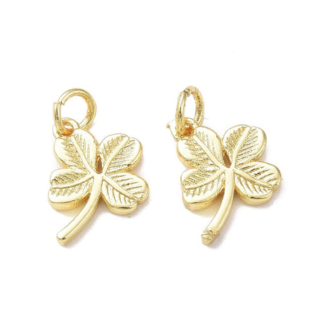 Kløver Charms, 18K Forgyldt, 12x10mm, 6 Stk - Uniq Perler - 0000014889363
