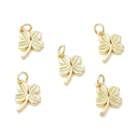 Kløver Charms, 18K Forgyldt, 12x10mm, 6 Stk - Uniq Perler - 0000014889363