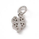 Kløver Vedhæng Med Klare Zirkonia Sten, Platinium, 11x6,5 mm - Uniq Perler - 659388