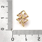 Kløver Vedhæng Med Rosa Zirkonia Sten, 13x10mm - Uniq Perler - 396930