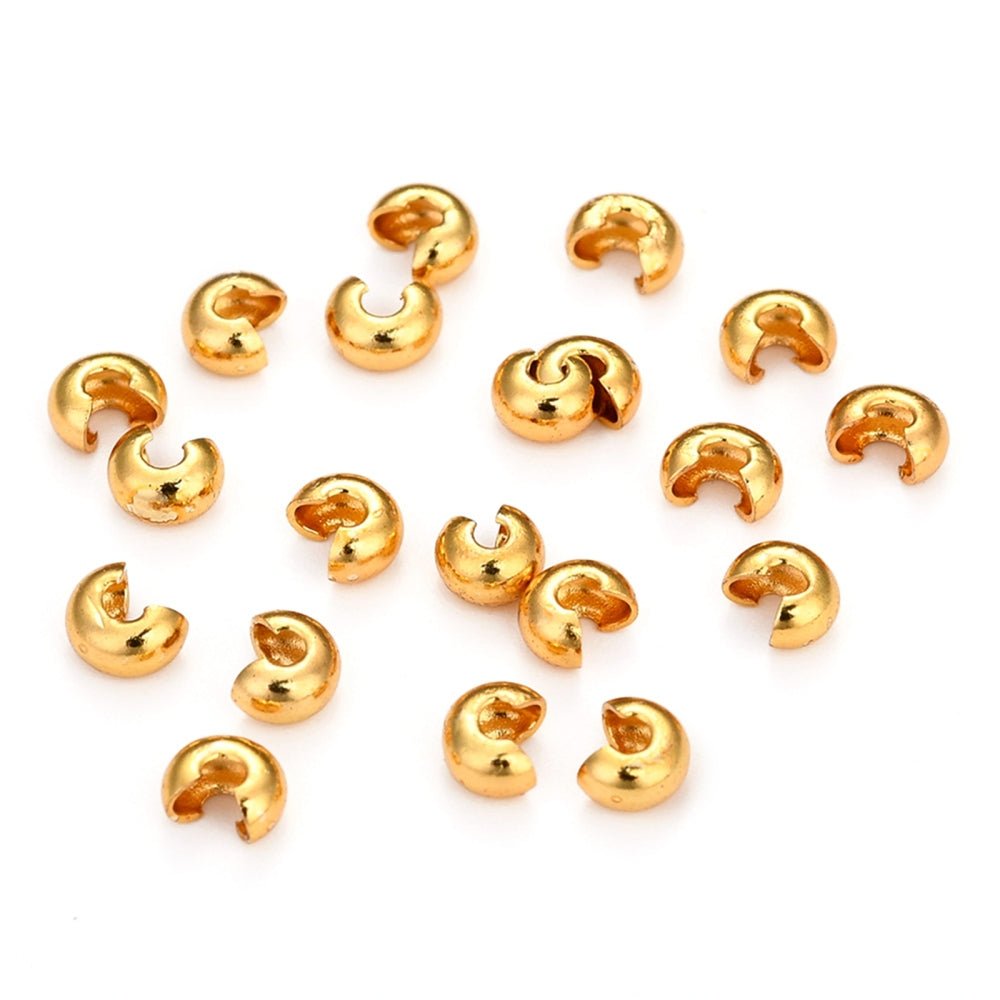 Knudeskjulere – 18K Langtidsholdbar Forgyldt Messing (4,5mm) 10 stk. - Uniq Perler - 122647