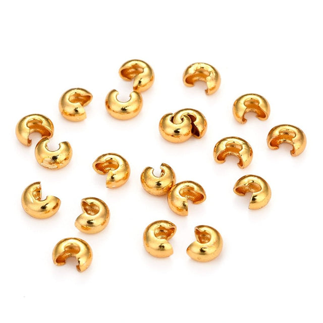 Knudeskjulere – 18K Langtidsholdbar Forgyldt Messing (4,5mm) 10 stk. - Uniq Perler - 122647