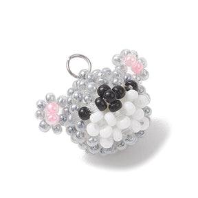 Koala Vedhæng – Glas Seed Beads Grå (20x14mm) - Uniq Perler - 