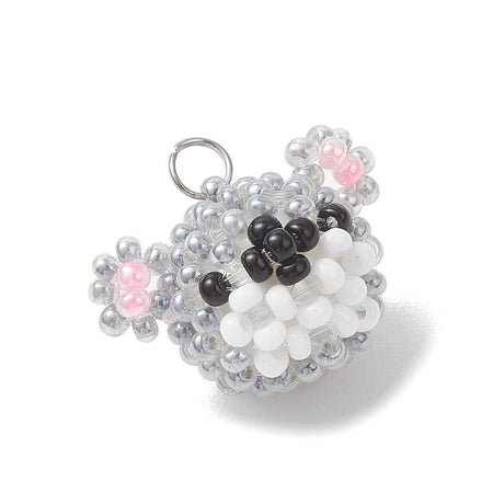 Koala Anhänger – Glas-Seed-Perlen Grau (20x14mm) - Uniq Perler - 