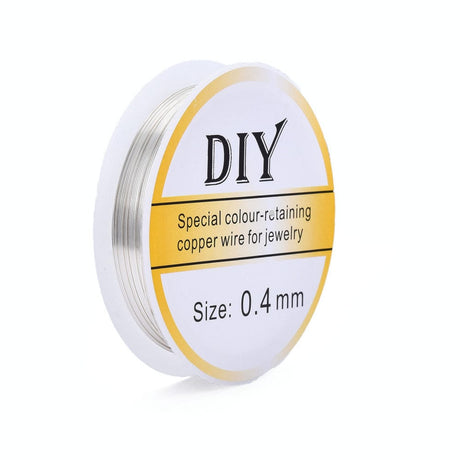Kobber Wire – Langtidsholdbar Forsølvning (0,4mm), 10m - Uniq Perler - 113405
