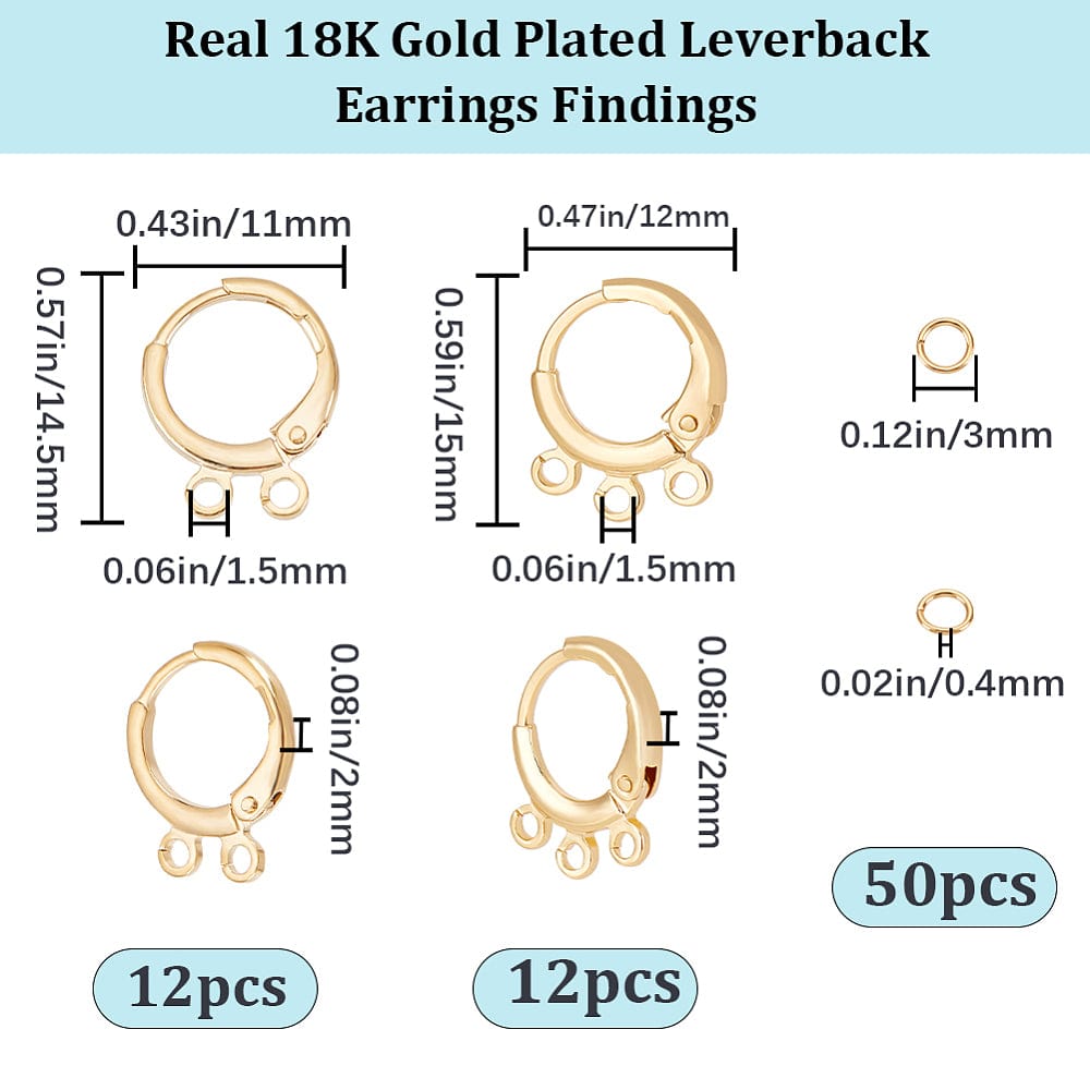 Komplet Leverback Creol Sæt - 18K Forgyldt (24 Dele) - Uniq Perler - 279851