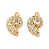 Konkylie Vedhæng - 18K Forgyldt med Klar Zirkonia (13.5x8.5x3mm) - Uniq Perler - 