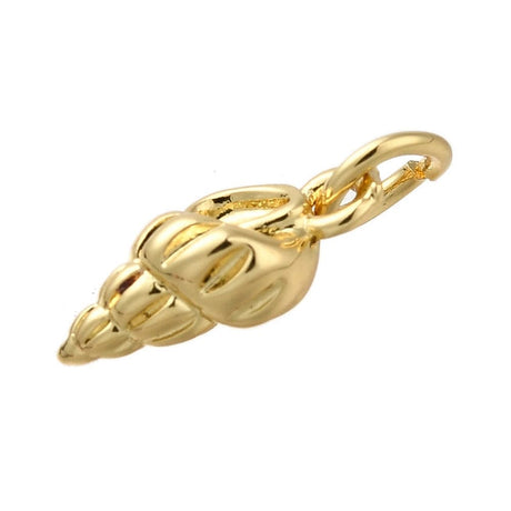 Konkylie Vedhæng, 18K Langtidsholdbar Forgyldt, (12x5mm) - Uniq Perler - 114566