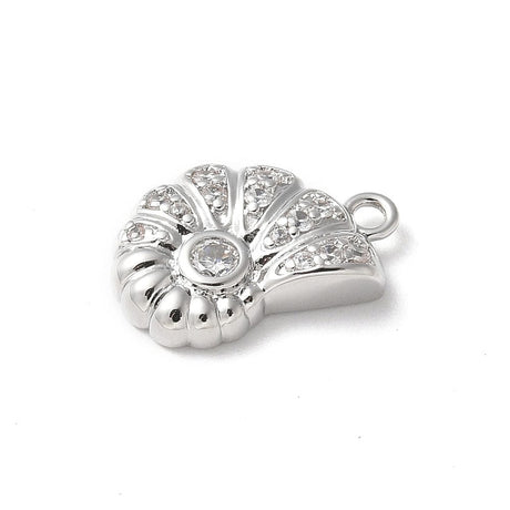 Konkylie Vedhæng Med Zirkonia Sten, Langtidsholdbar Belægning, (9,5x14,5mm) - Uniq Perler - 796840