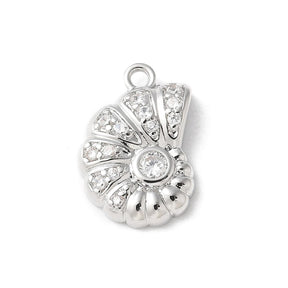 Conch Shell Pendant With Zirconia Stones, Long-Lasting Plating, (9.5x14.5mm) - Uniq Perler - 796840