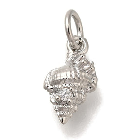 Conch Pendant With Zirconia Stones, Long-Lasting Plating,(12x6x4.5mm) - Uniq Perler - 113973