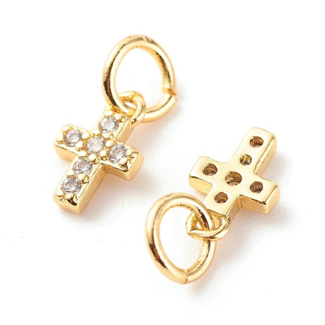 Kors Med Flotte Zirkonia Sten, 18K Forgyldt, 8,5mm - Uniq Perler - 0001489066